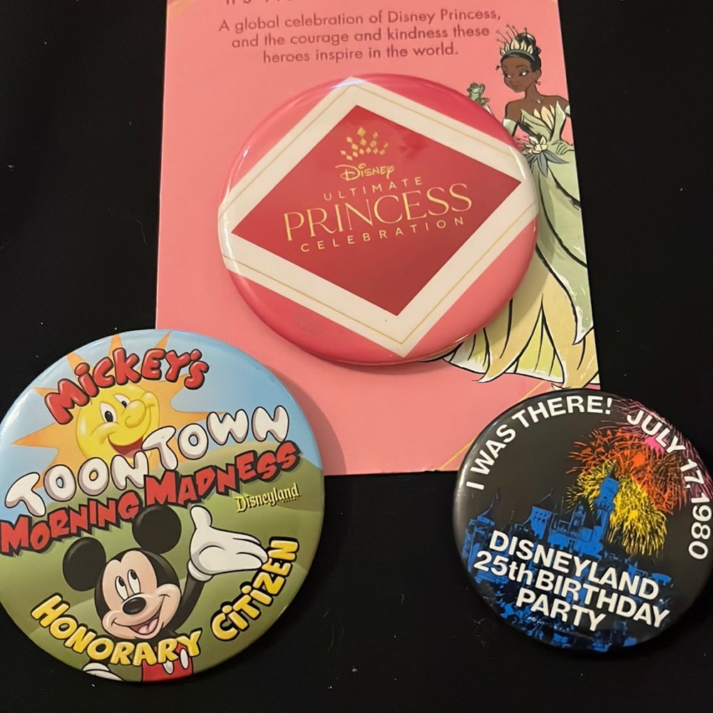 Disneyland button pins